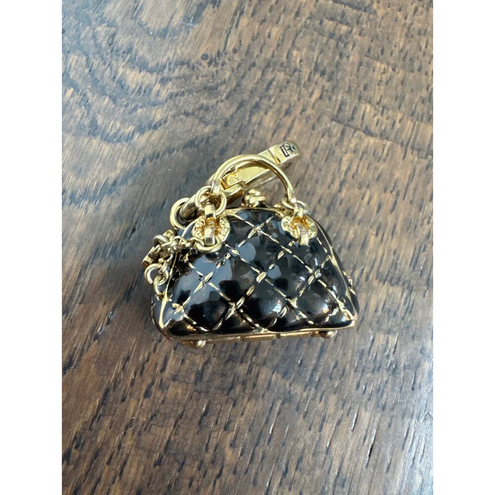 Juicy Couture VTG Y2K Quilted Handbag Bowler Purse Charm Gold Tone Clip On